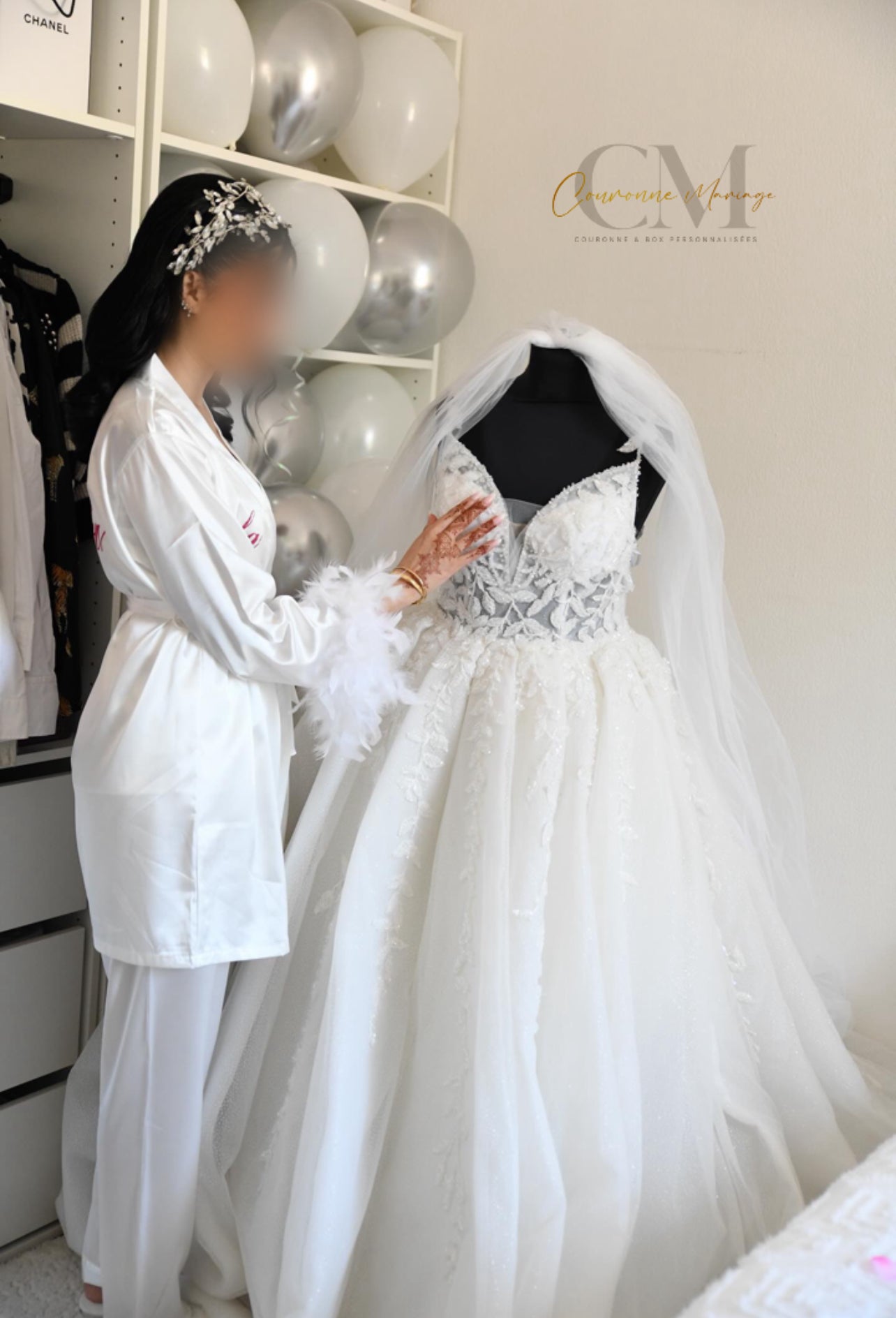 Ensemble trio satinée plume